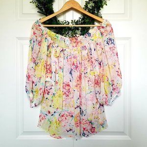 EUC CAbi Watercolor Dolman Peasant Blouse